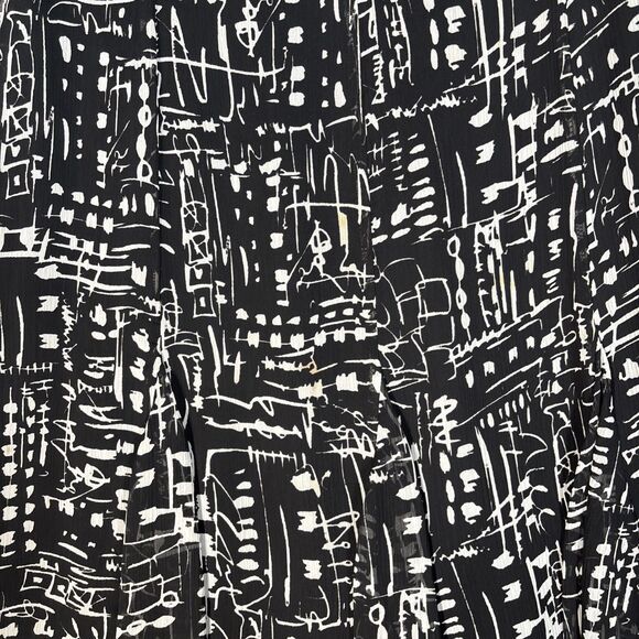 Chicos Midi Skirt Women’s Size 1 Black White Abstract 90s Inspired Chiffon Layer - Picture 6 of 14